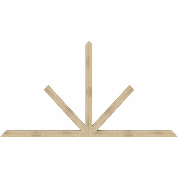 Ekena Millwork Saratoga Rough Sawn Timber Gable Bracket, Douglas Fir, 108"W x 58"H x 4"D x 4"F, 13/12 Pitch GBW108X58X0404SAR00RDF - main